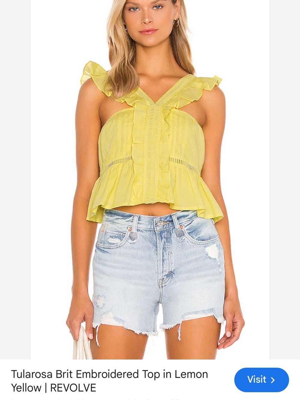 NWT Tularosa Brit Embroidered Top in Lemon Yellow medium